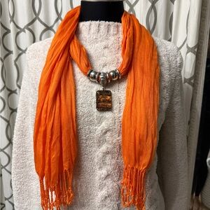 Orange Scarf with Silver Accents